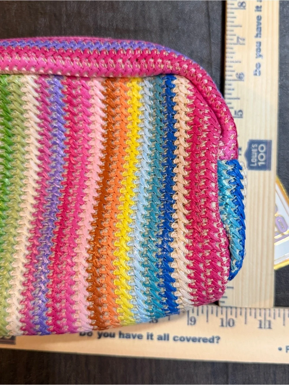 Rainbow Stripe Smiley Pouch - Multicolor NWT